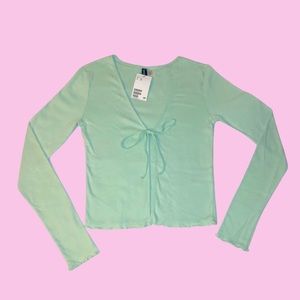 Mint Green Front Tie Cardigan